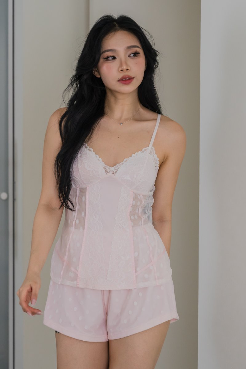 KAIA Swiss Dot 2Pcs Set Sleepwear (Petal Pink)