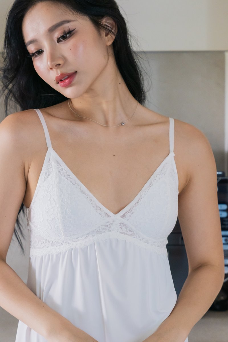 IRIS Laced Bustier Slip Dress (Cloud White)