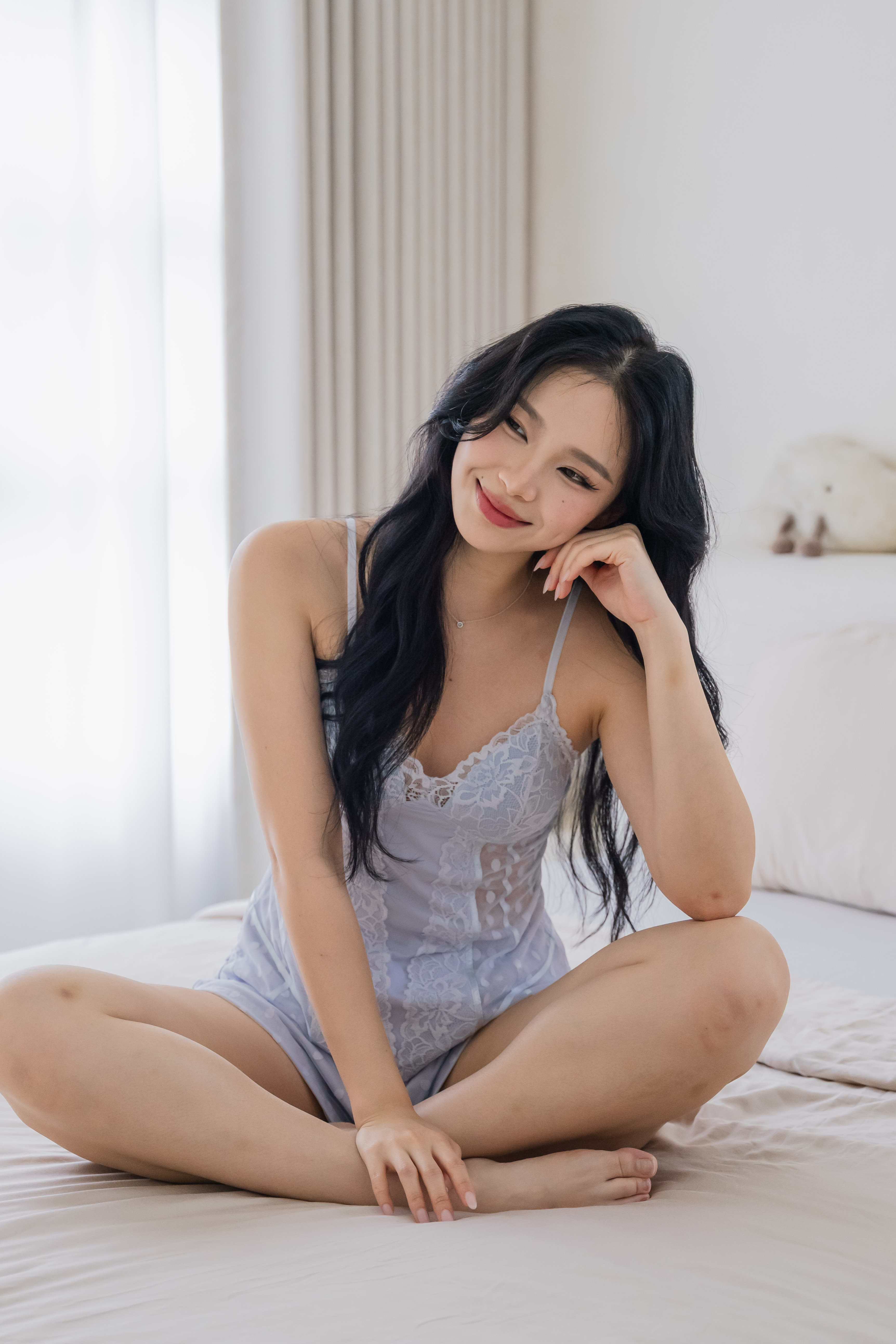 KAIA Swiss Dot 2Pcs Set Sleepwear (Lily Blue)