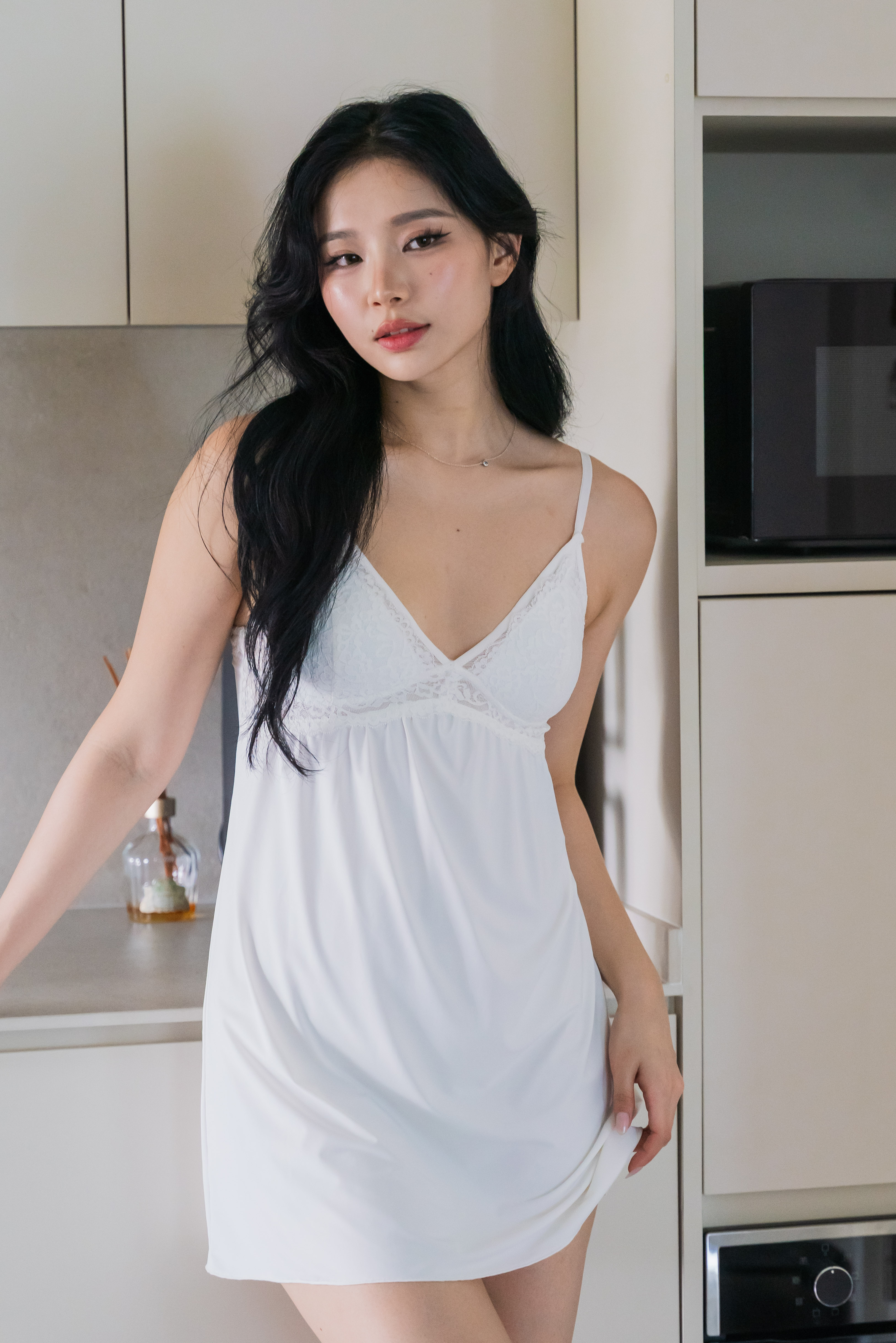 IRIS Laced Bustier Slip Dress (Cloud White)