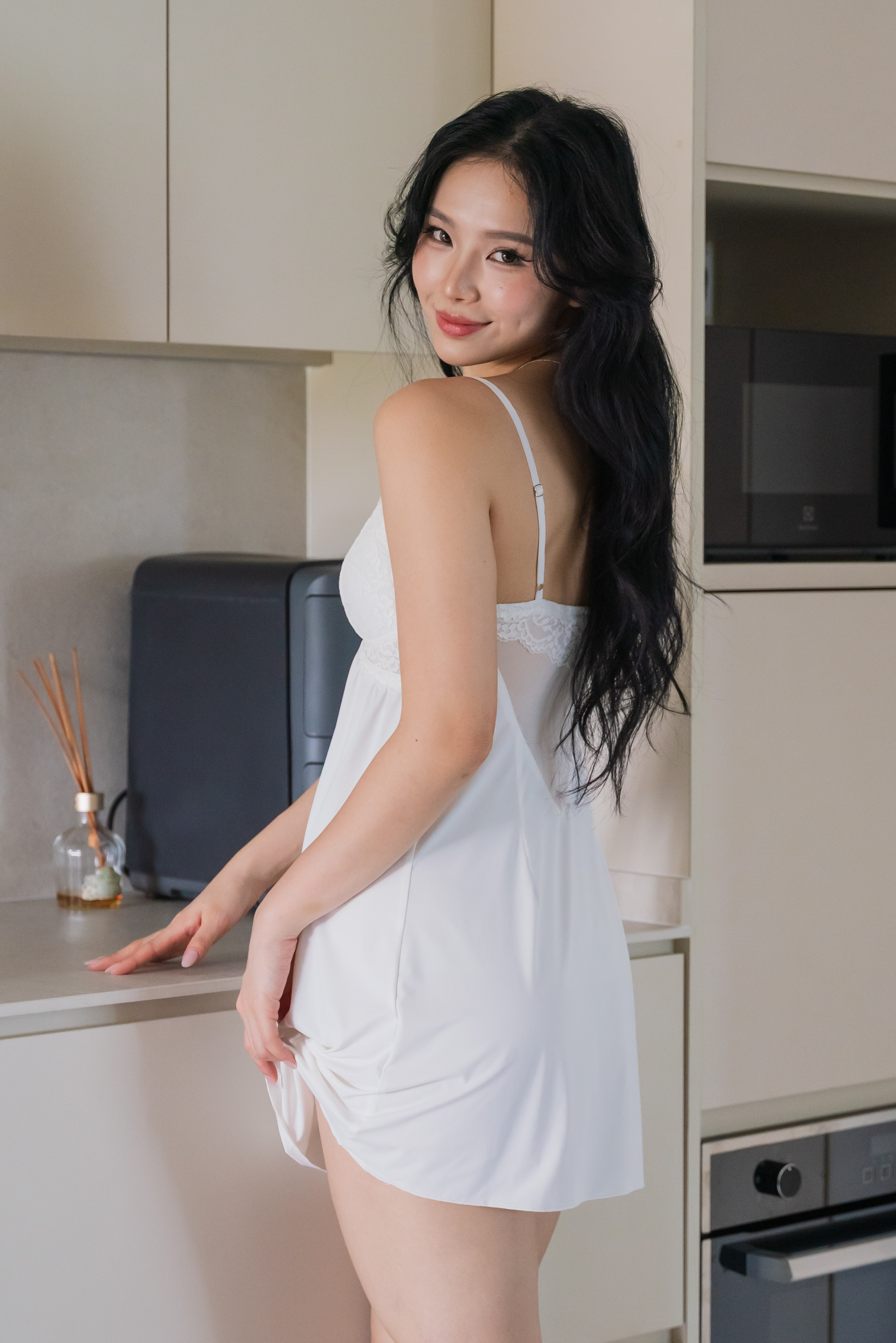 IRIS Laced Bustier Slip Dress (Cloud White)