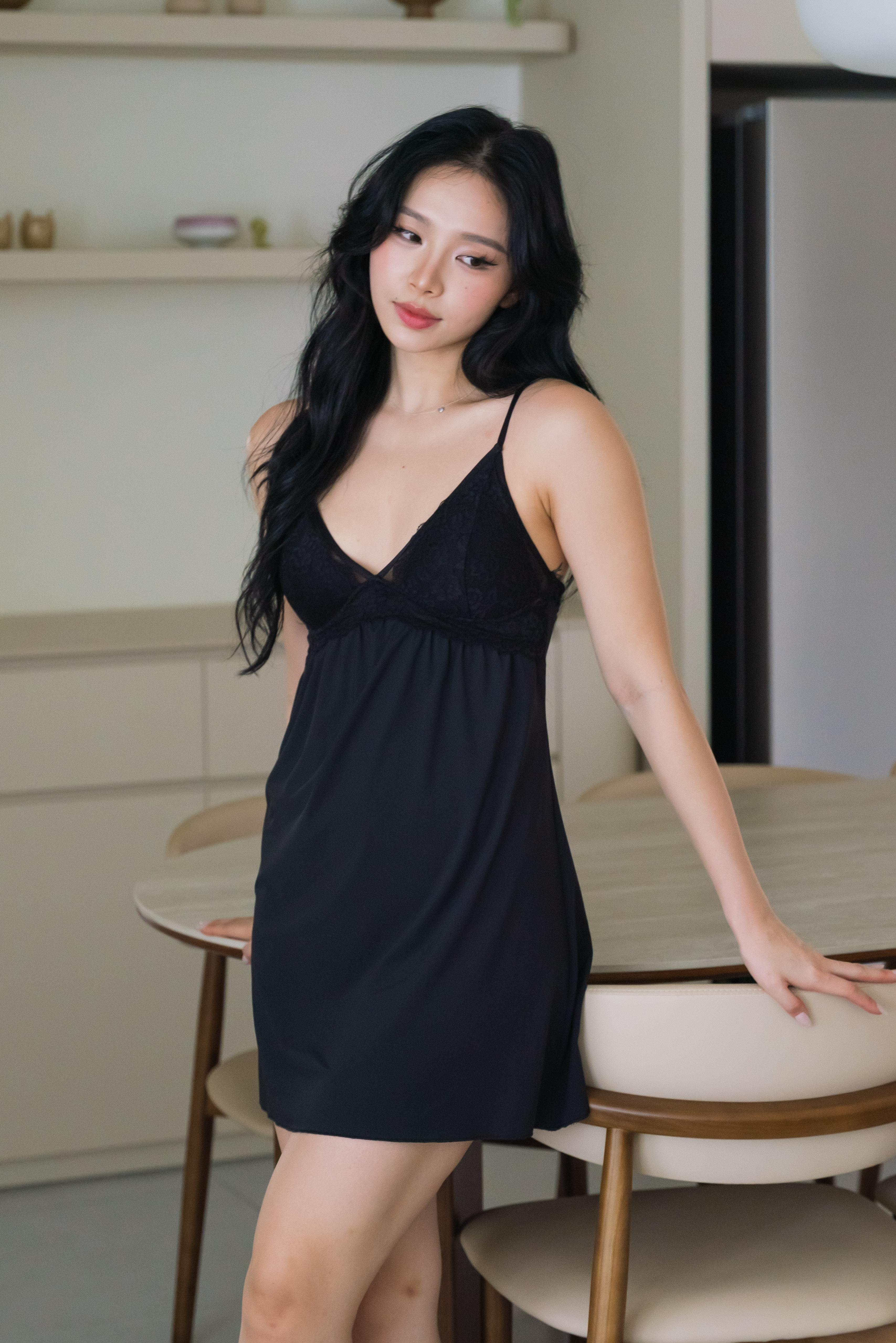 IRIS Laced Bustier Slip Dress (Dusk Black)