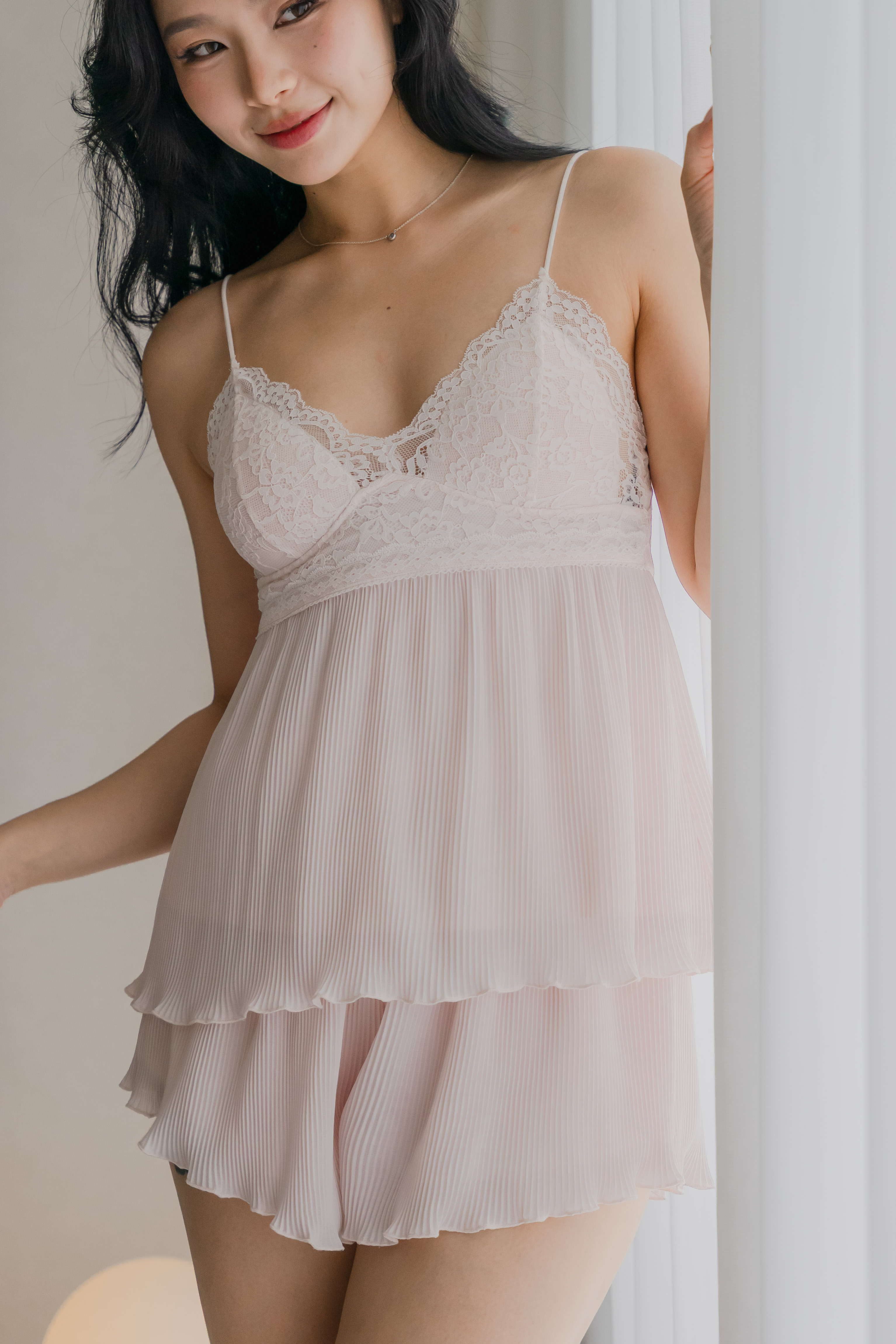 DAHLIA Pleated 2 Pcs Set Sleepwear (Petal Pink)