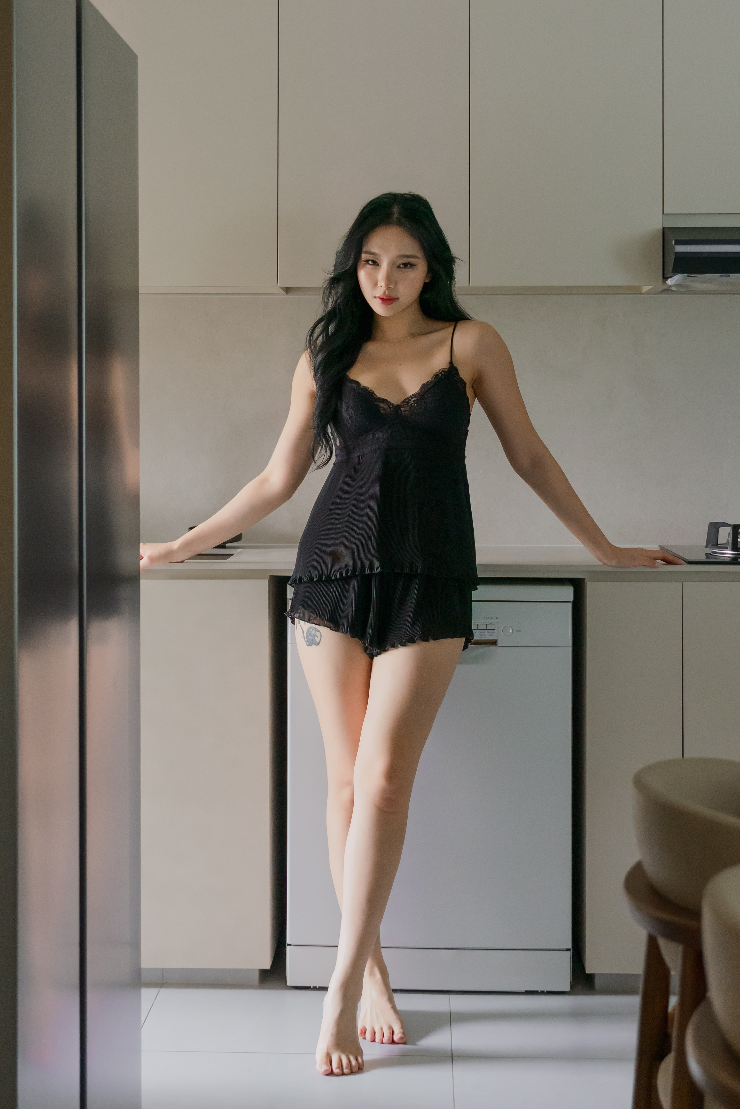 DAHLIA Pleated 2 Pcs Set Sleepwear (Dusk Black)