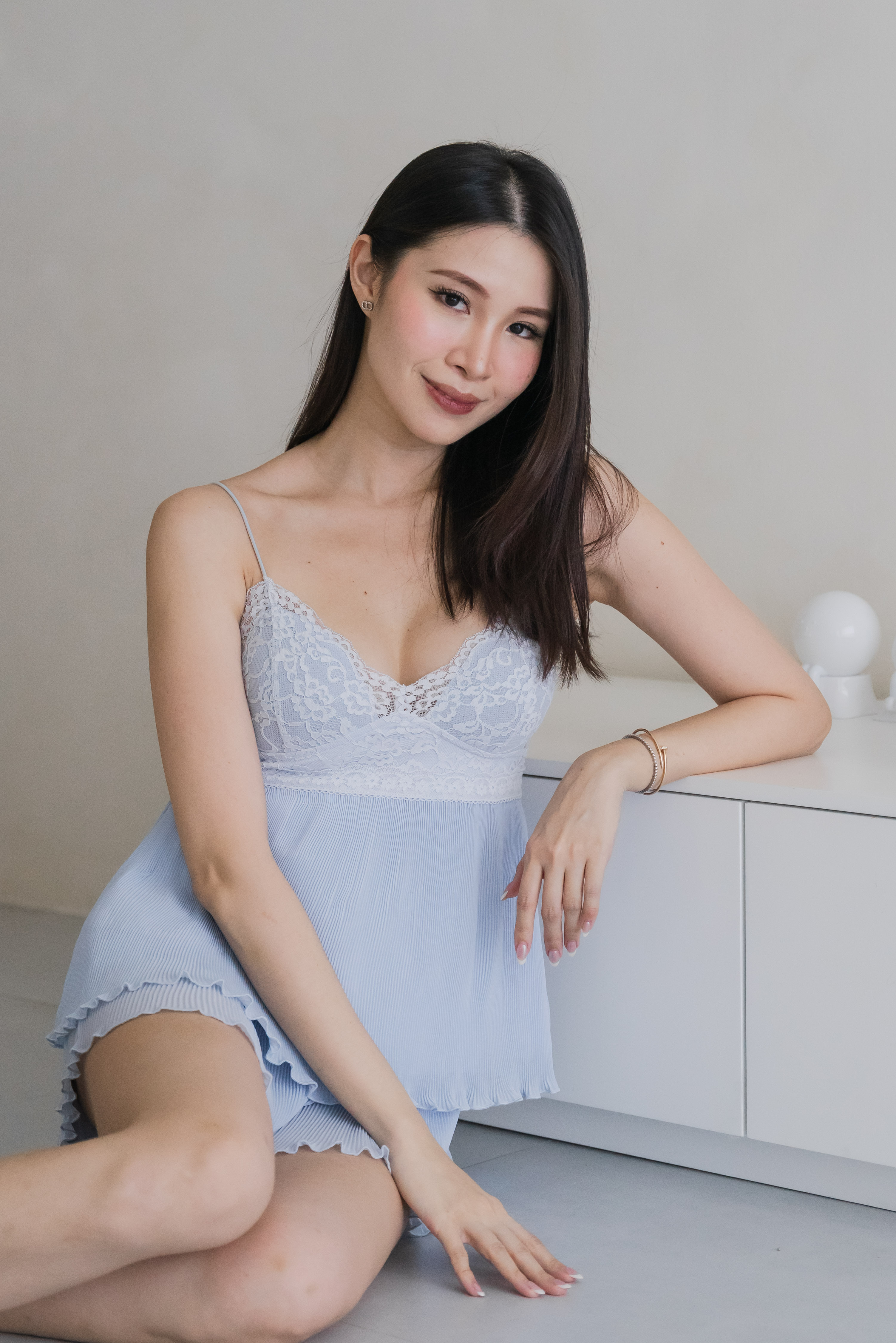 DAHLIA Pleated 2 Pcs Set Sleepwear (Bluebell)