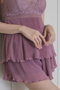 DAHLIA Pleated 2 Pcs Set Sleepwear (Dusty Mauve)
