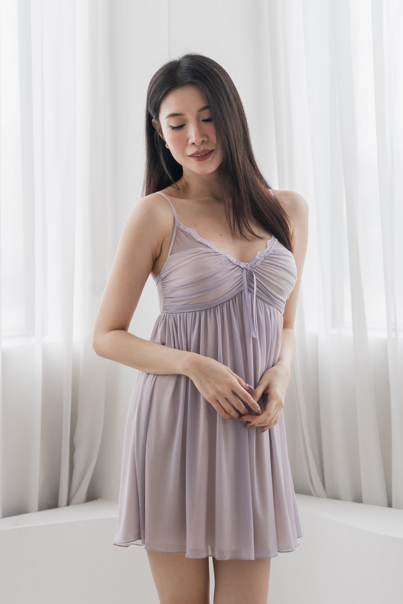 VELDA Mesh Slip Dress (Lavender Haze)