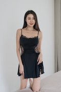 FREYA Lace Cutout Slip Dress (Dusk Black)