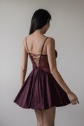 FREYA Lace Cutout Slip Dress (Garnet Red)