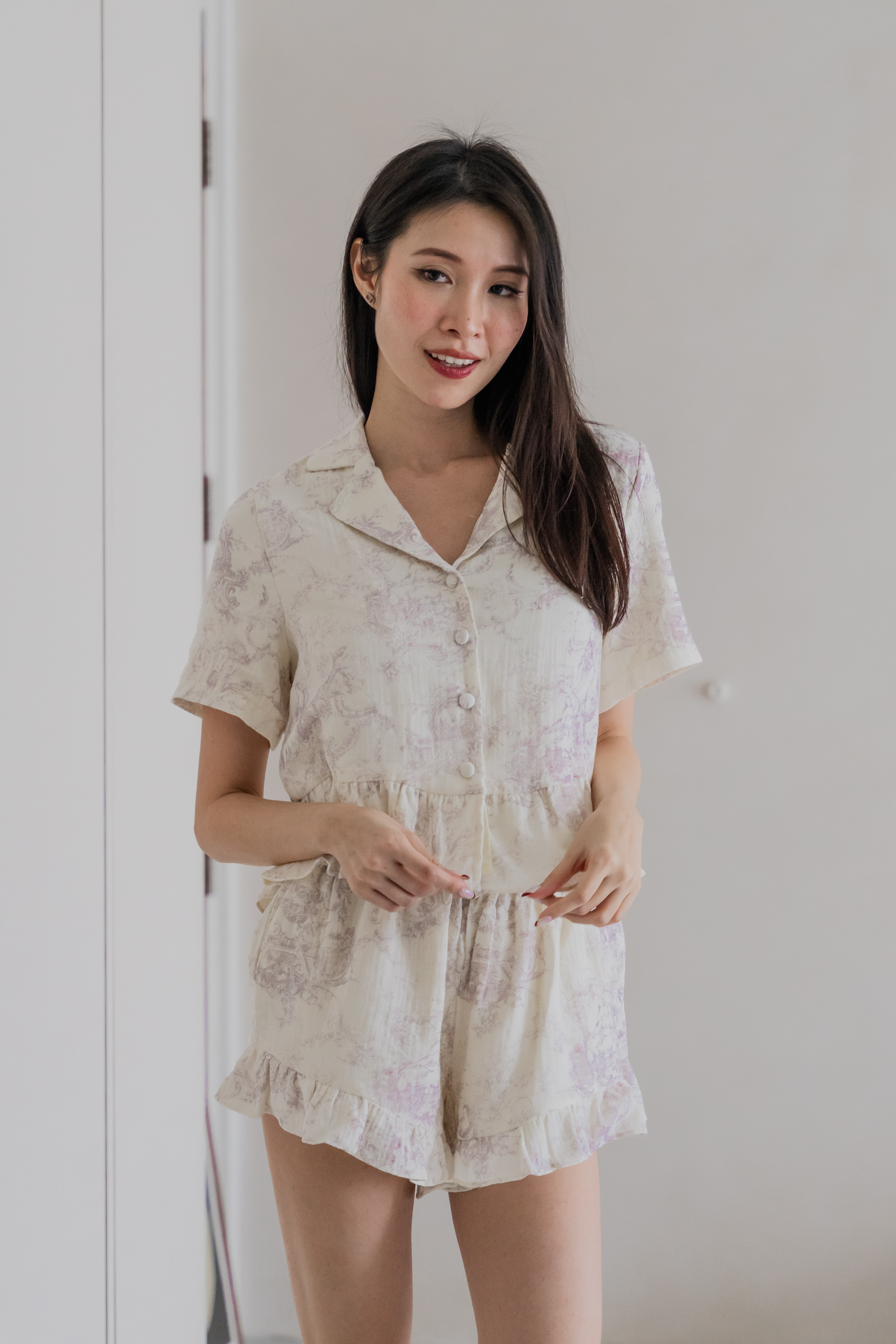CLAIRE Toile Sleeved 2Pcs Set Sleepwear