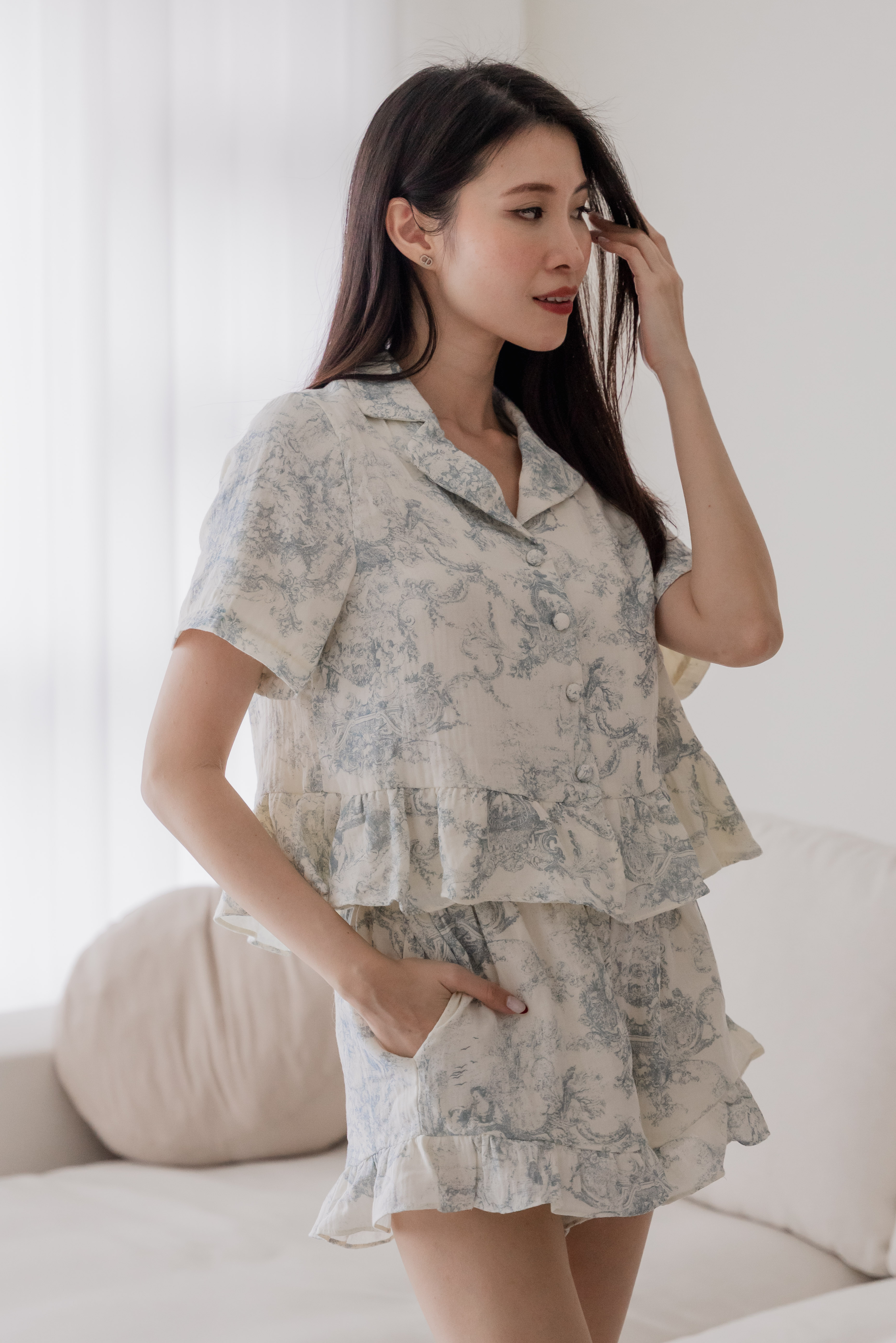 CLAIRE Toile Sleeved 2Pcs Set Sleepwear