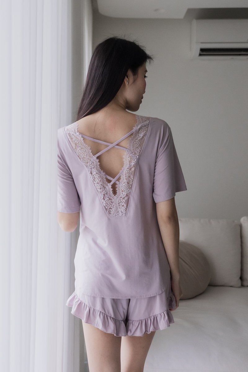 BERLYN LACE CROSS BACK 2Pcs Set (Misty Lilac)