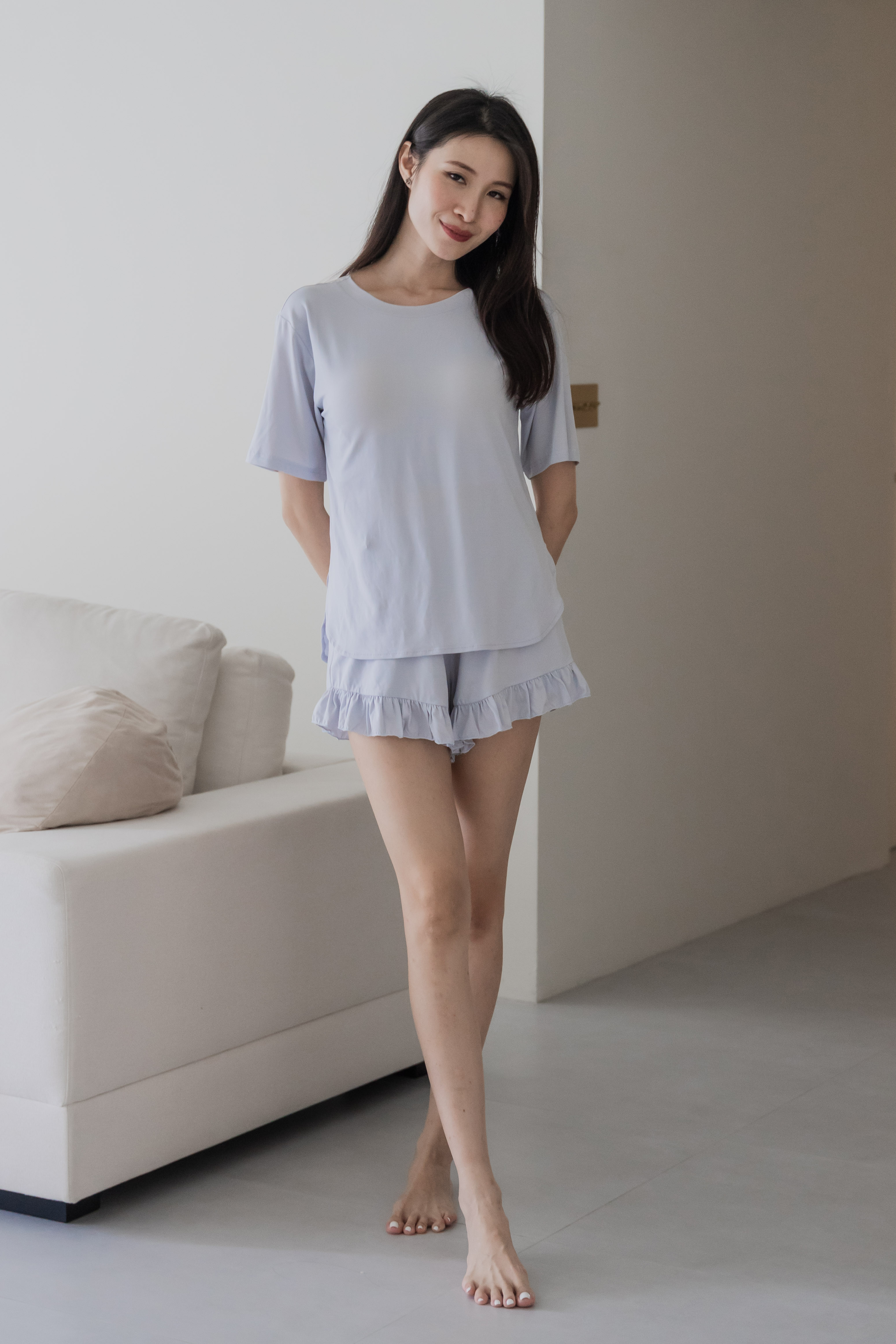 BERLYN LACE CROSS BACK 2Pcs Set (Dusty Blue)