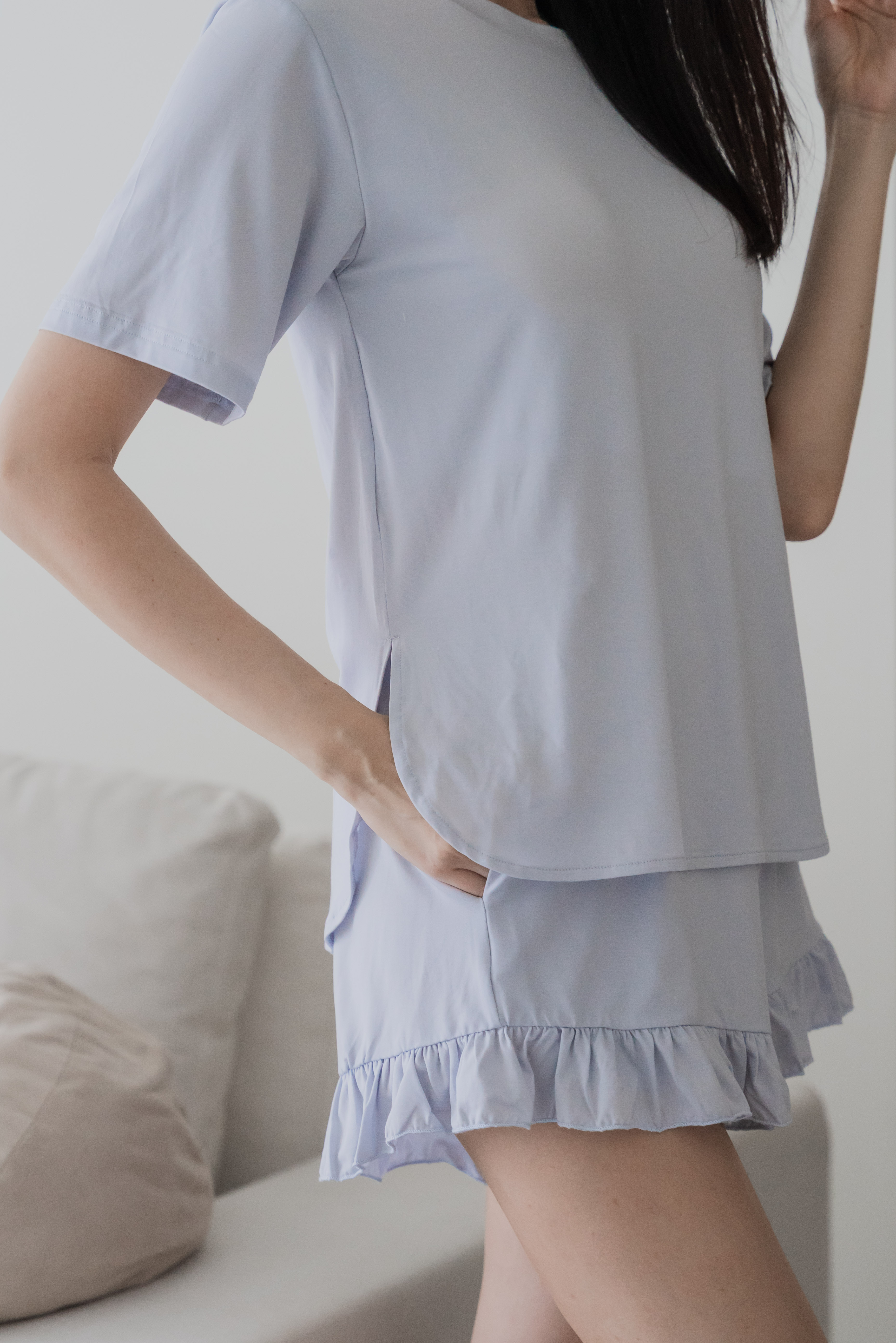 BERLYN LACE CROSS BACK 2Pcs Set (Dusty Blue)