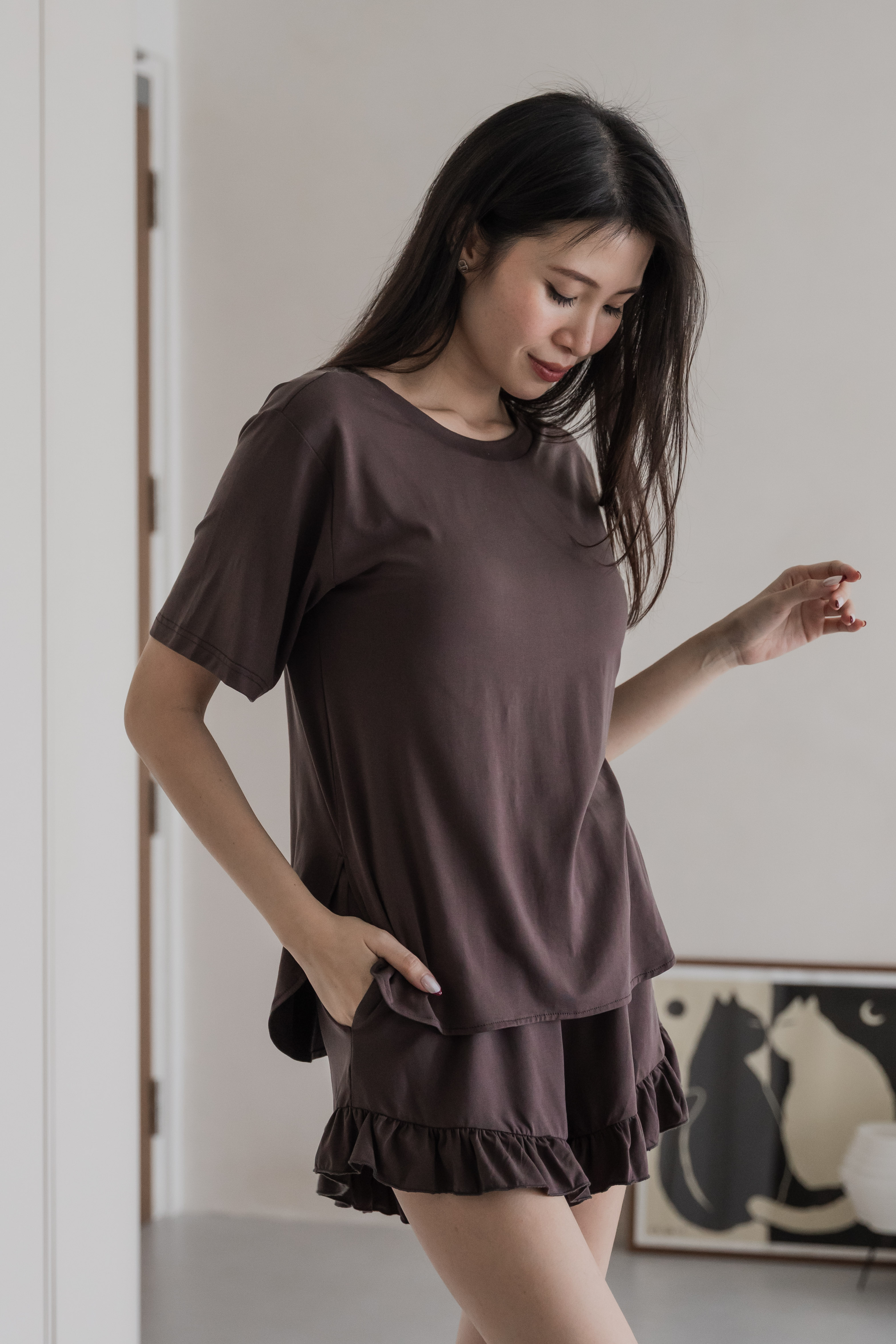 BERLYN LACE CROSS BACK 2Pcs Set (Espresso Brown)