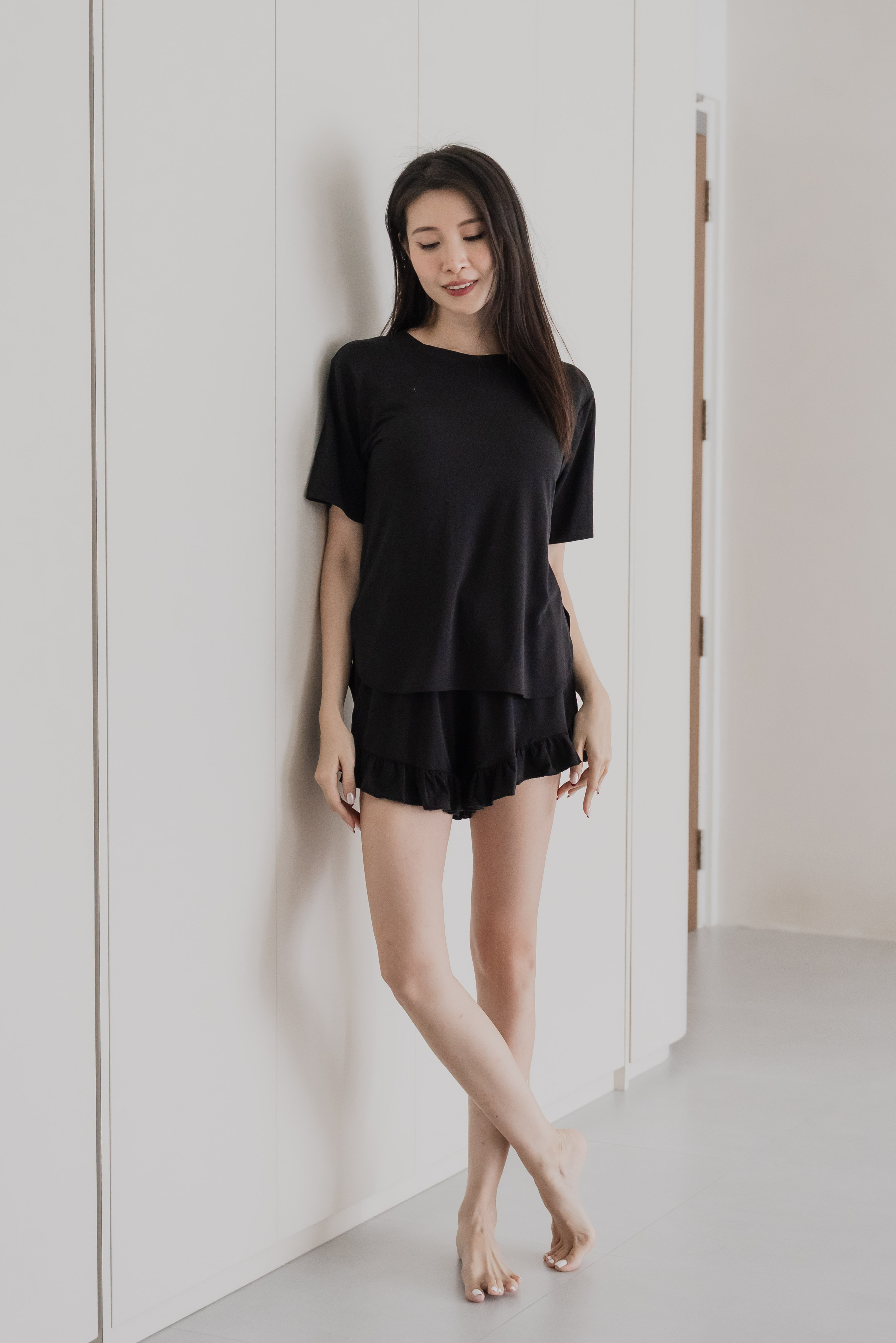 BERLYN LACE CROSS BACK 2Pcs Set (Dusk Black)