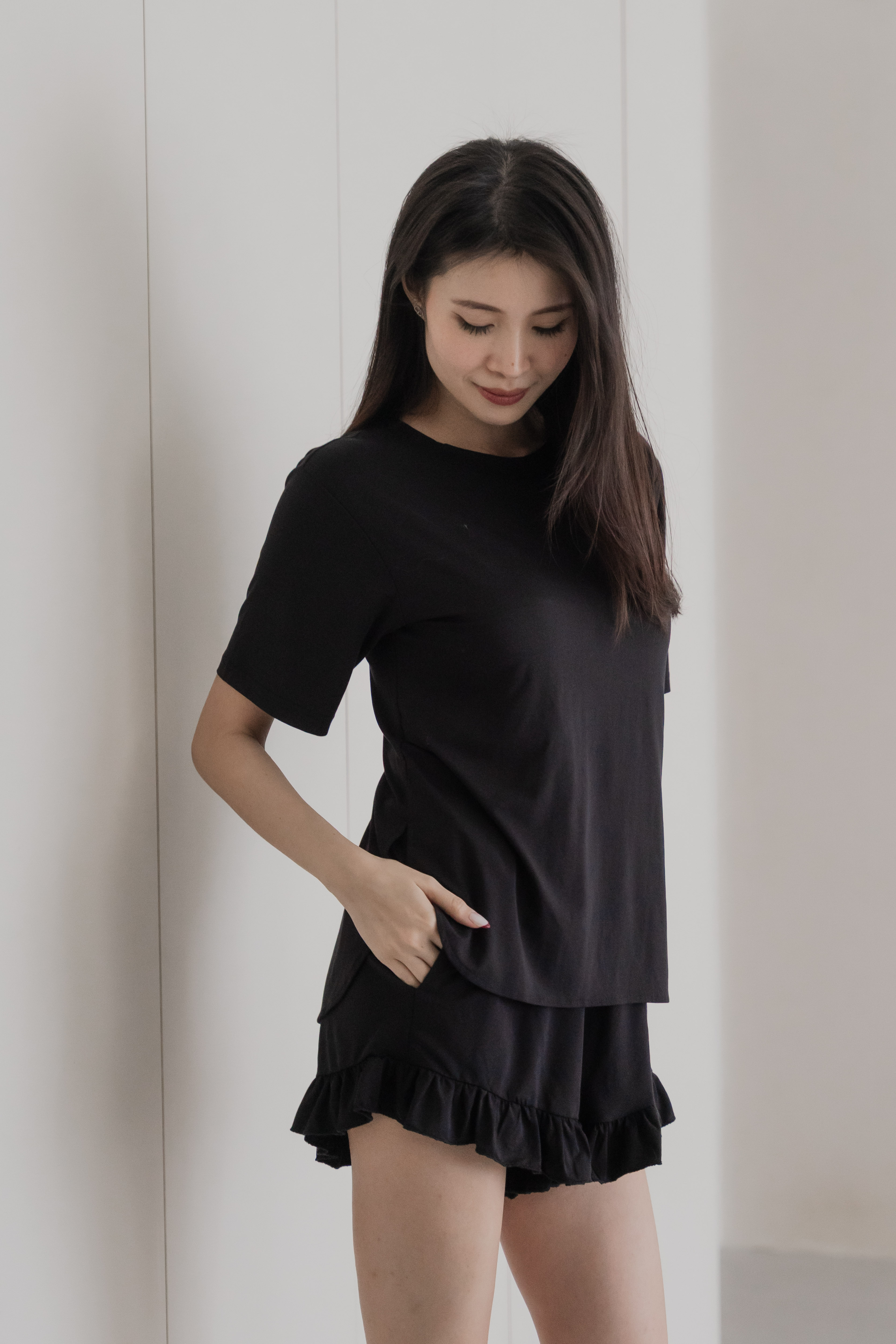 BERLYN LACE CROSS BACK 2Pcs Set (Dusk Black)