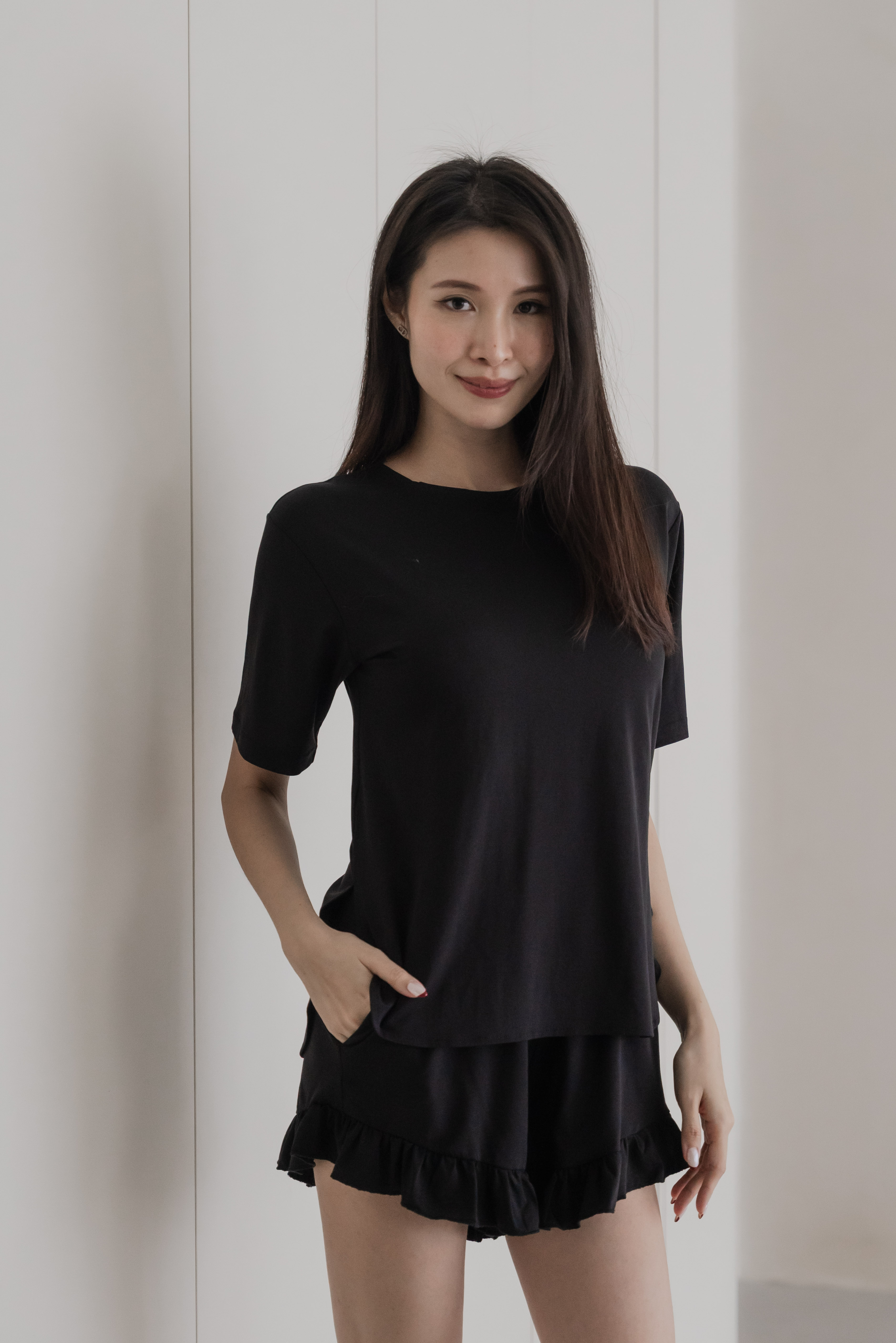 BERLYN LACE CROSS BACK 2Pcs Set (Dusk Black)