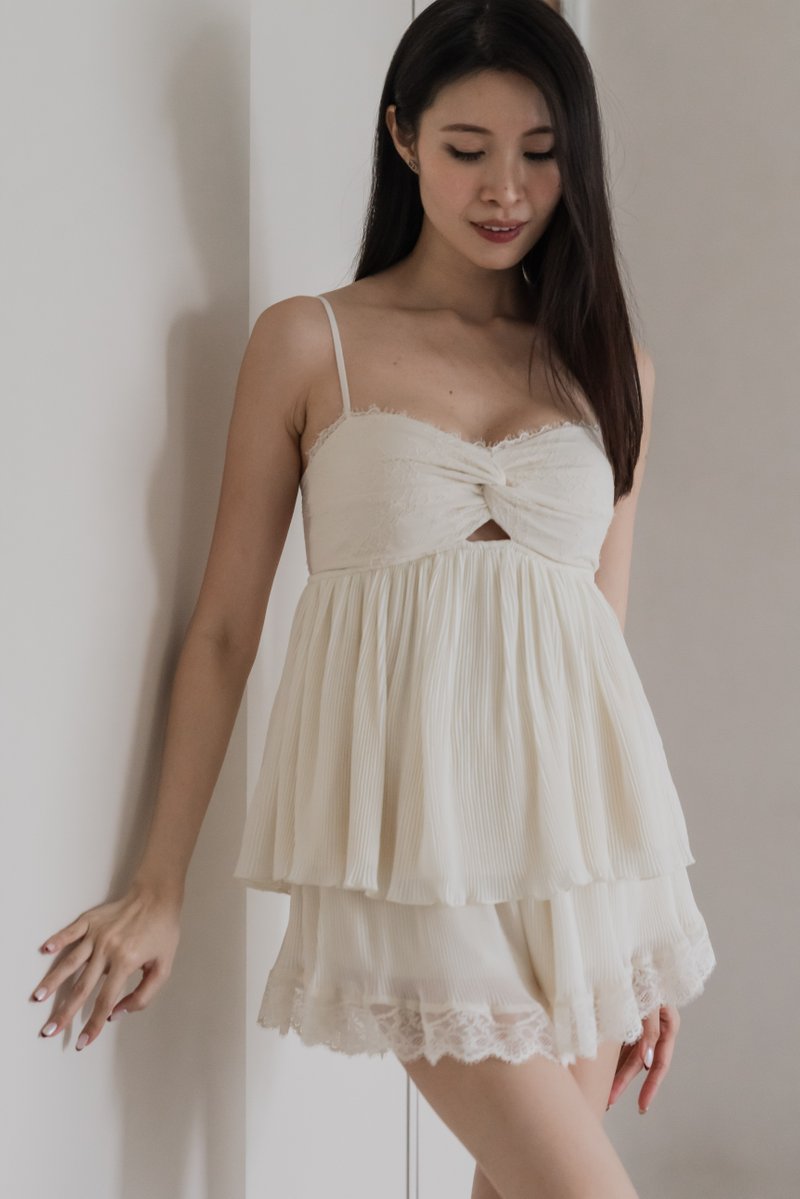 LEIA Pleated Twist Knot 2Pcs Set (Cream)