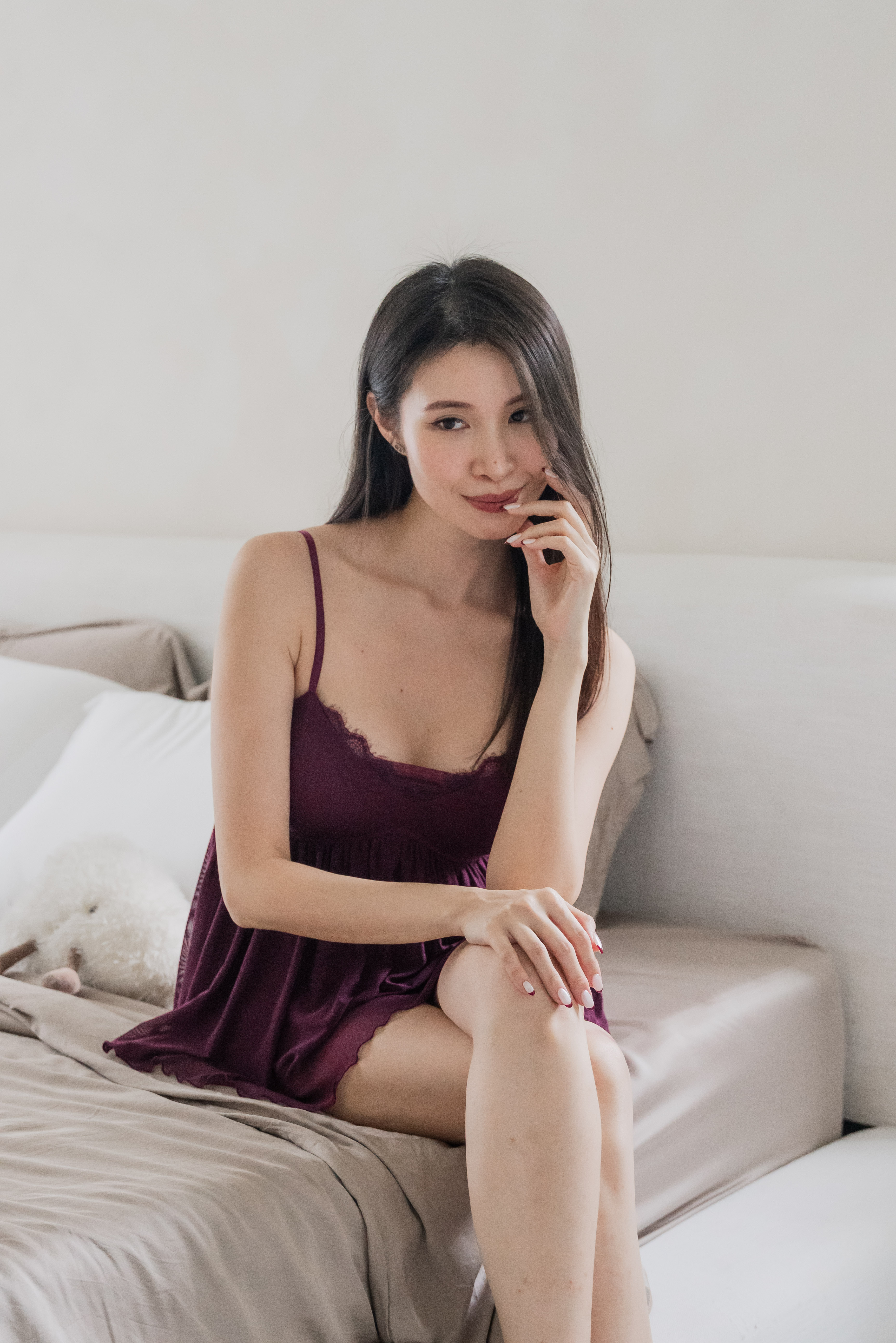 ODETTE Mesh 2Pcs Set (Maroon Red)