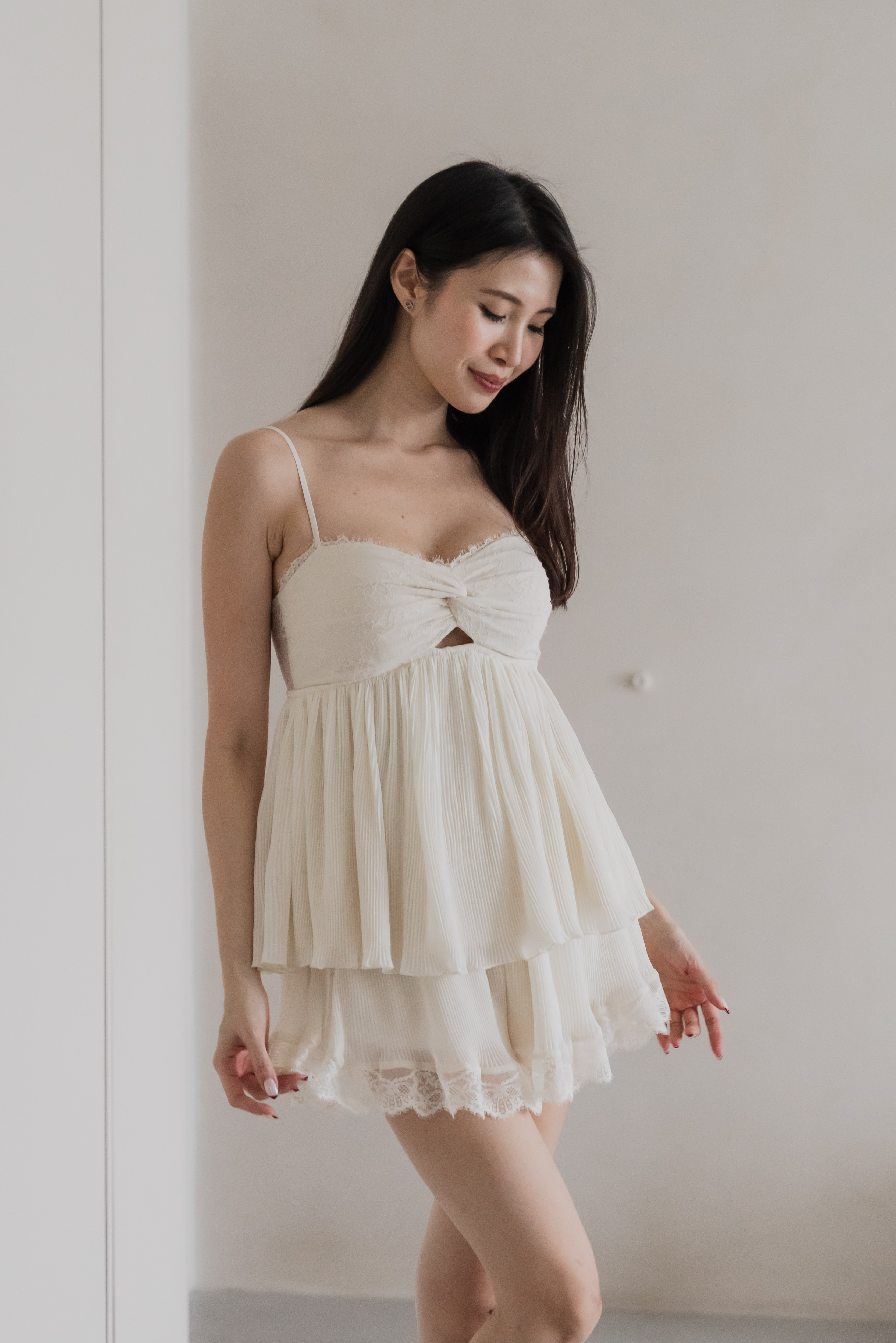 LEIA Pleated Twist Knot 2Pcs Set (Cream)