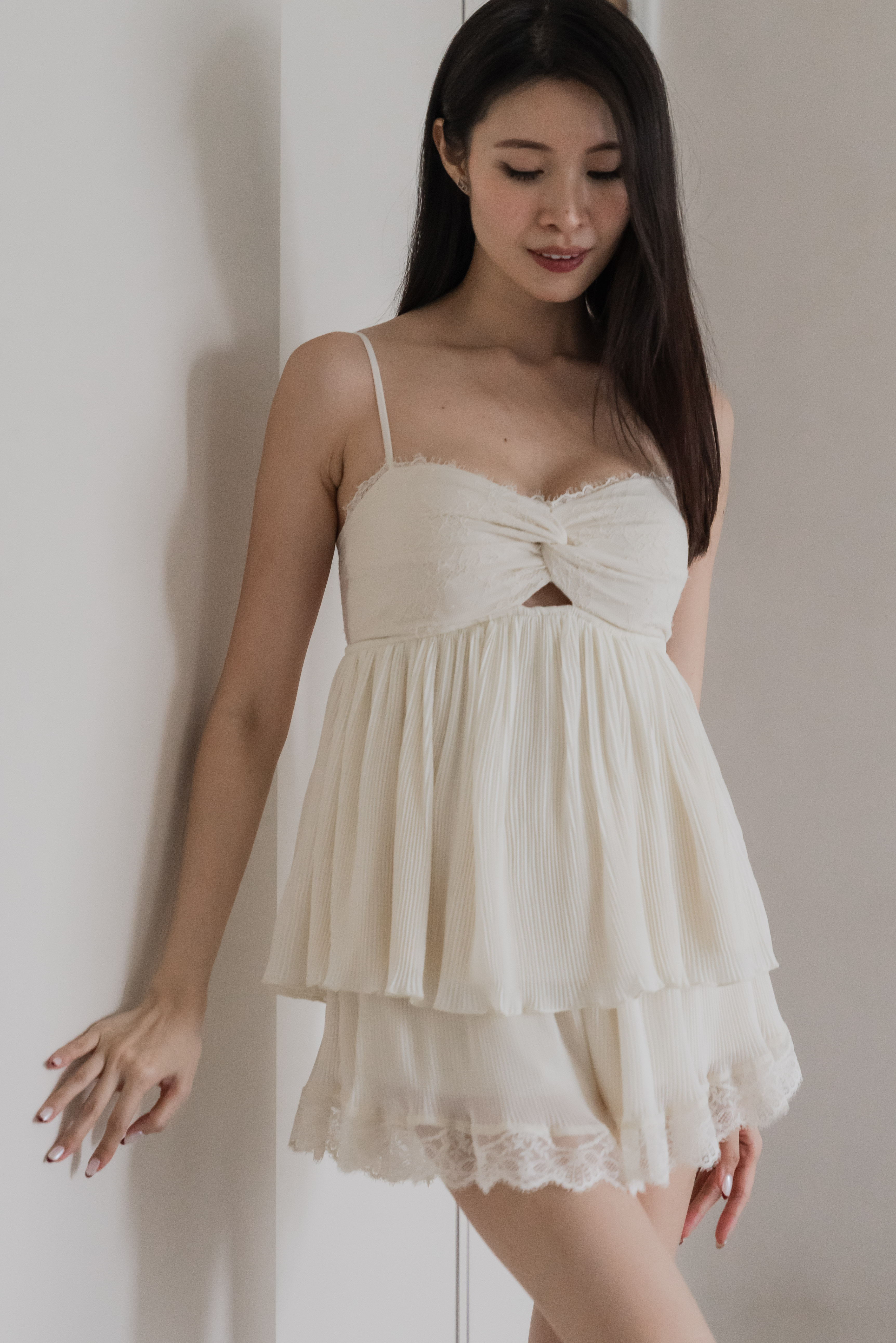 LEIA Pleated Twist Knot 2Pcs Set (Cream)