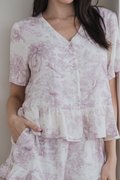 CLEO Toile Sleeved 2Pcs Set Sleepwear