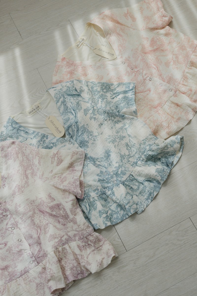 CLEO Toile Sleeved 2Pcs Set Sleepwear