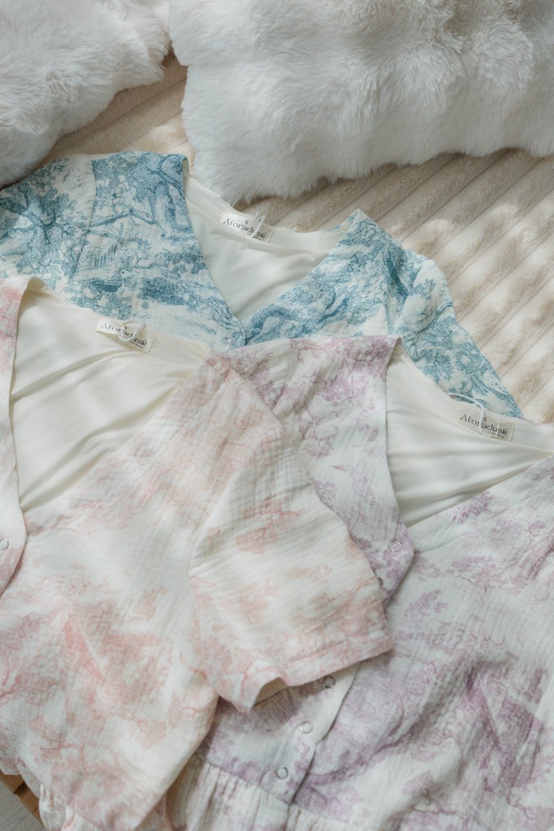 CLEO Toile Sleeved 2Pcs Set Sleepwear