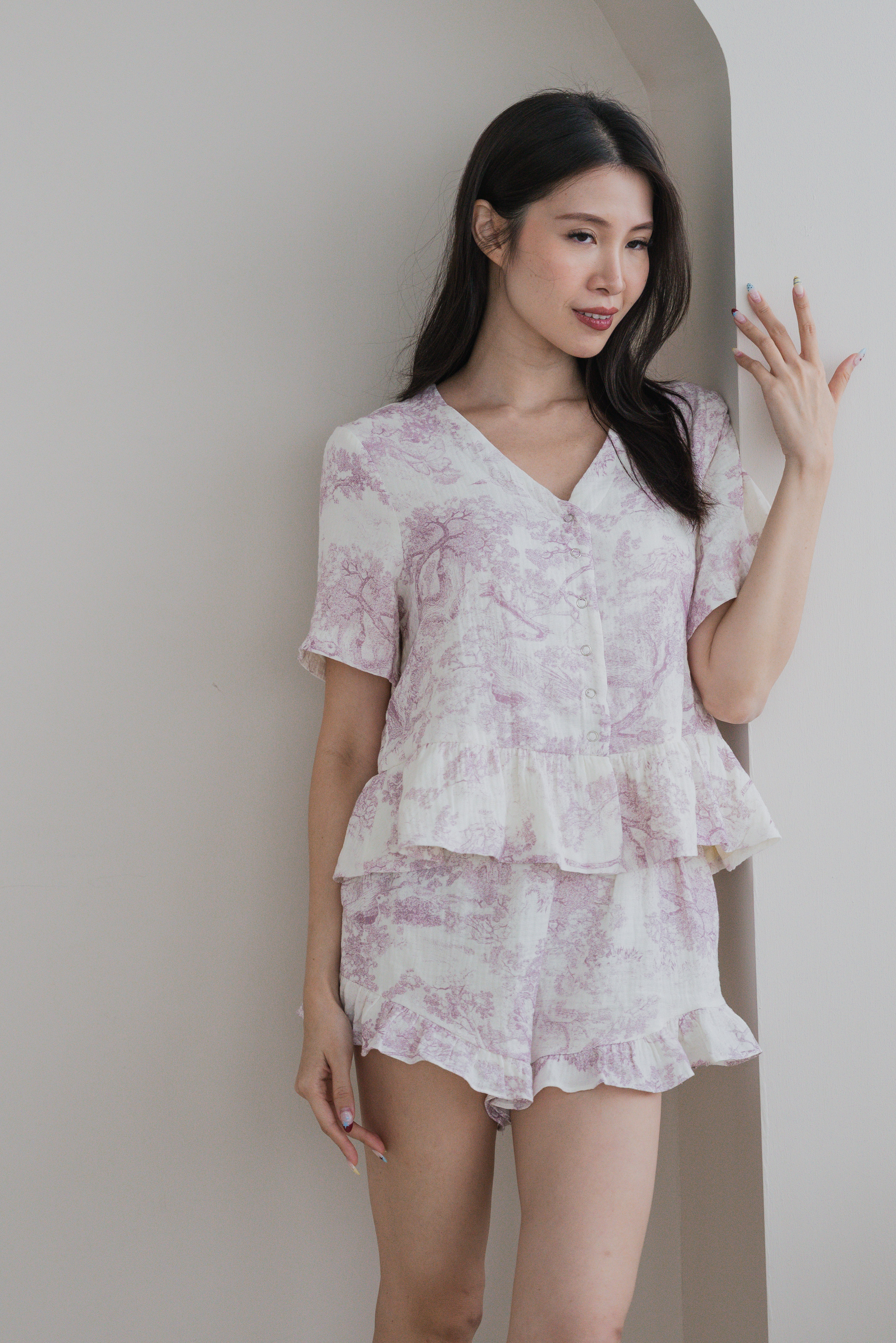 CLEO Toile Sleeved 2Pcs Set Sleepwear