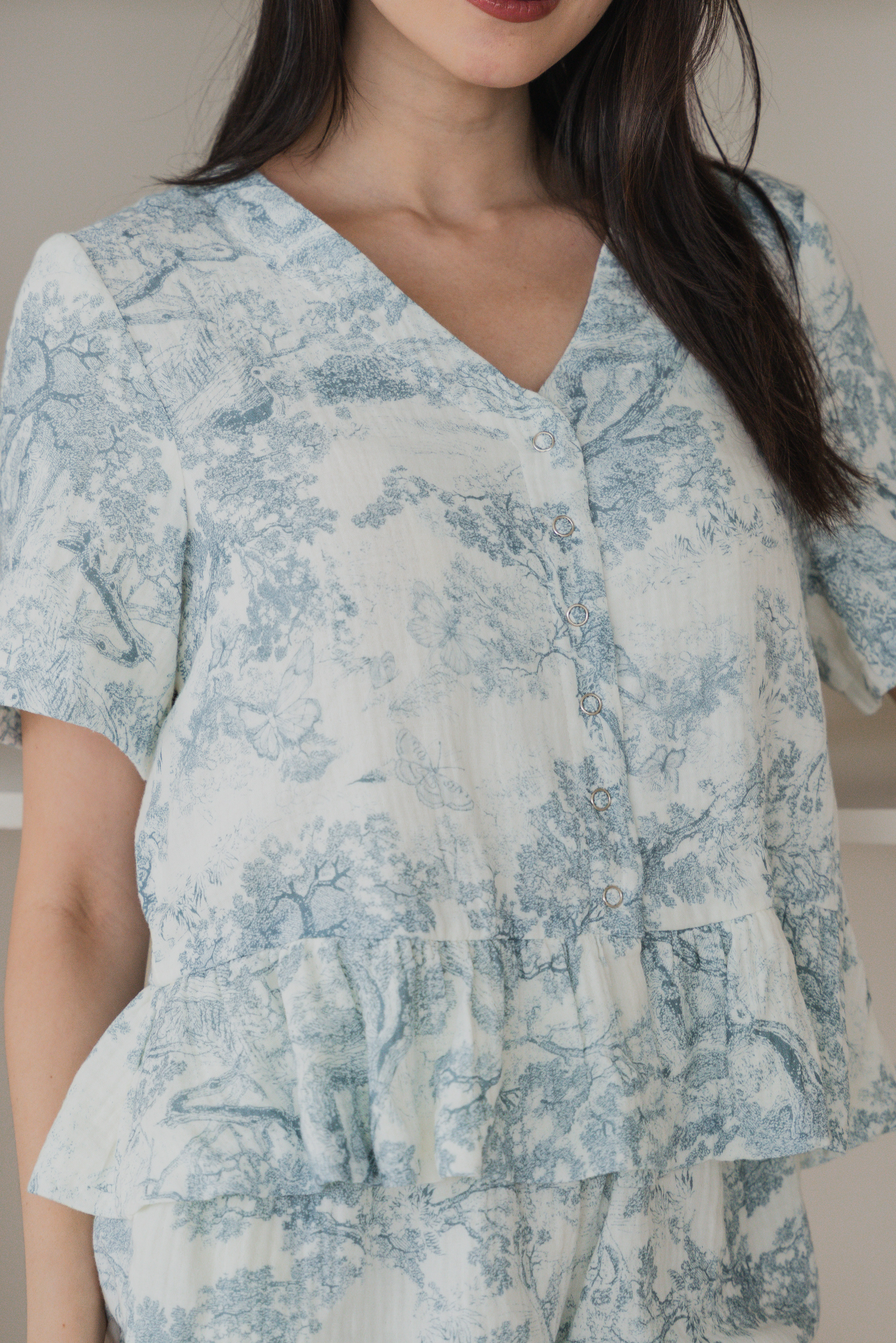 CLEO Toile Sleeved 2Pcs Set Sleepwear