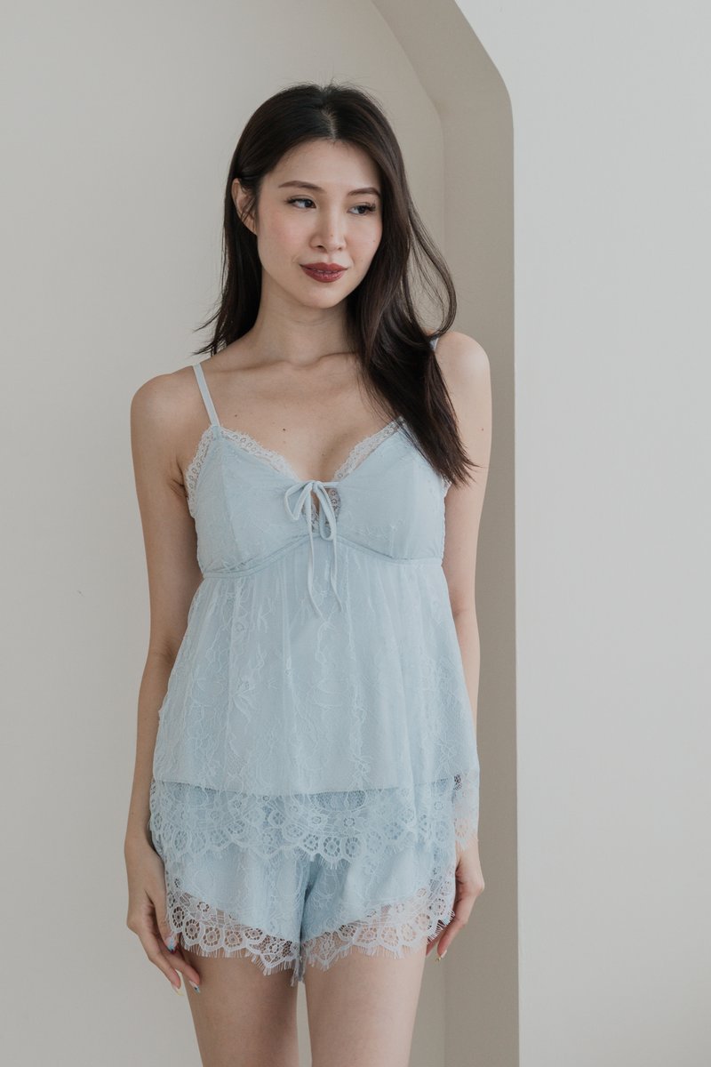 CELESTE Lace Babydoll 2Pcs Set (Lagoon Blue)