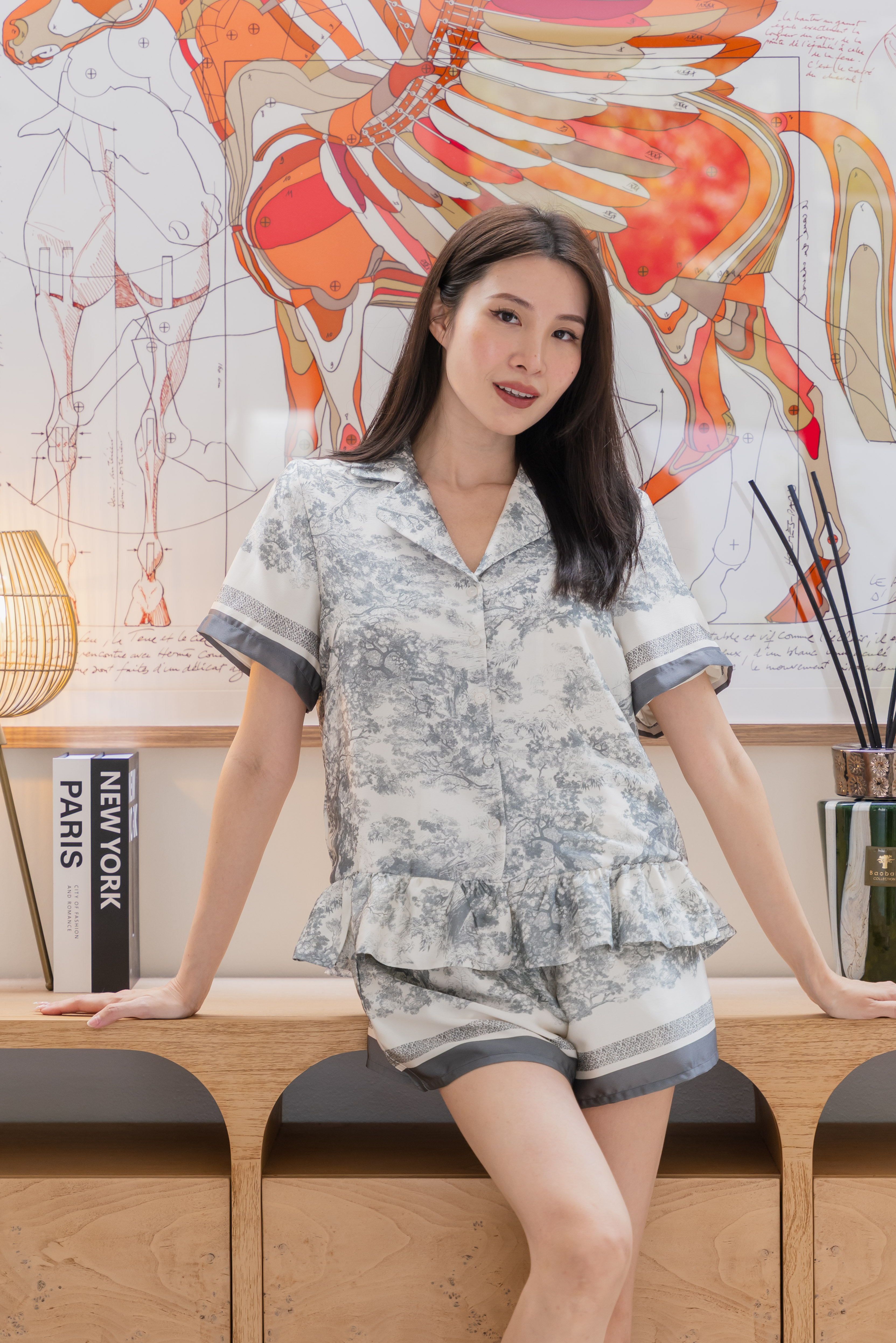 CHARLOTTE Toile Sleeved 2Pcs Set Sleepwear