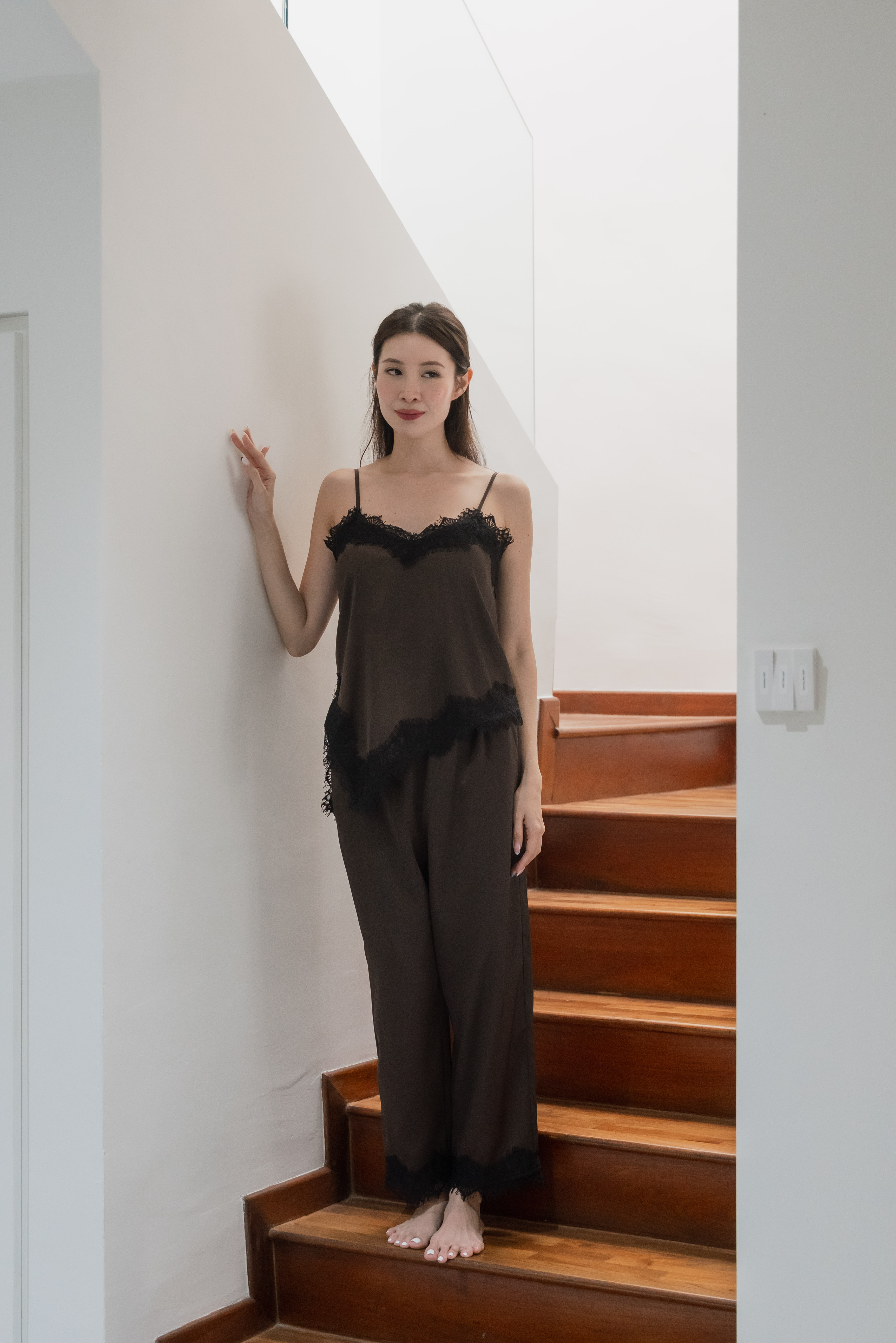 MILLIE Satin Lace Cami 2Pcs Pants Set