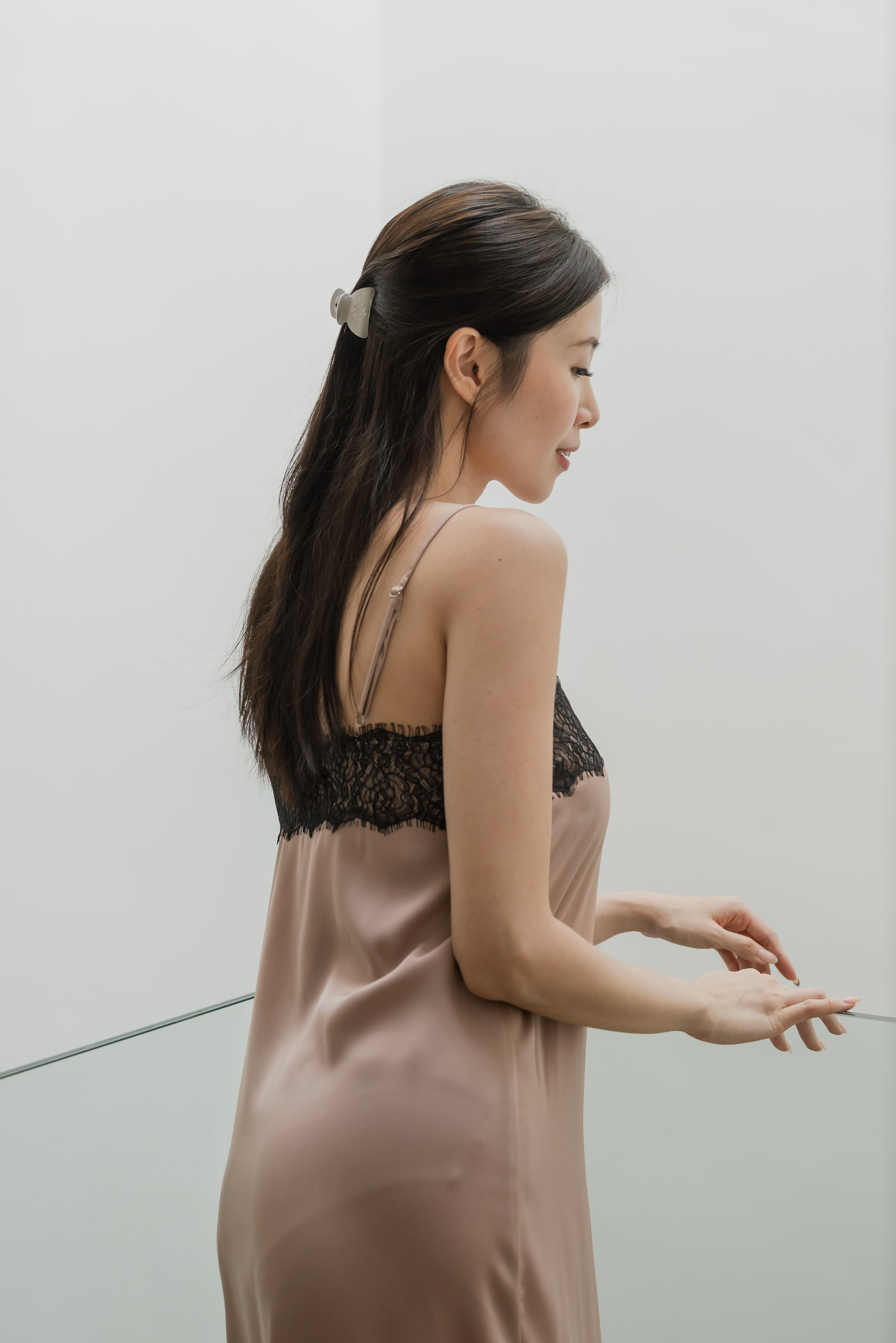 VIVIENNE Satin Lace Slip Dress